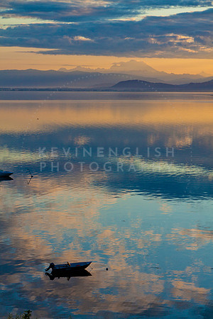 Sunrise from coast to Mount Baker