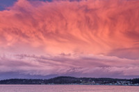 Storm passing at sunset
